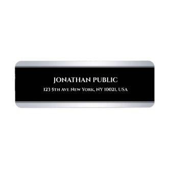 Modern Cool Black Silver Template Return Address Label