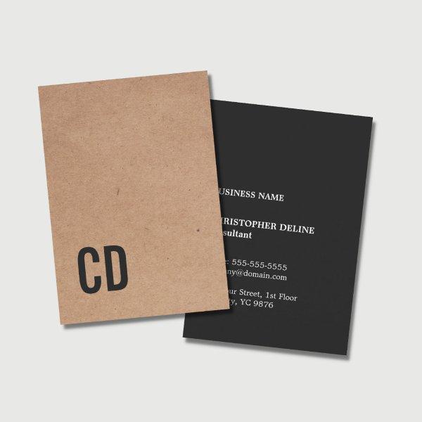 Modern Cool Kraft Paper Black Monogram Consultant