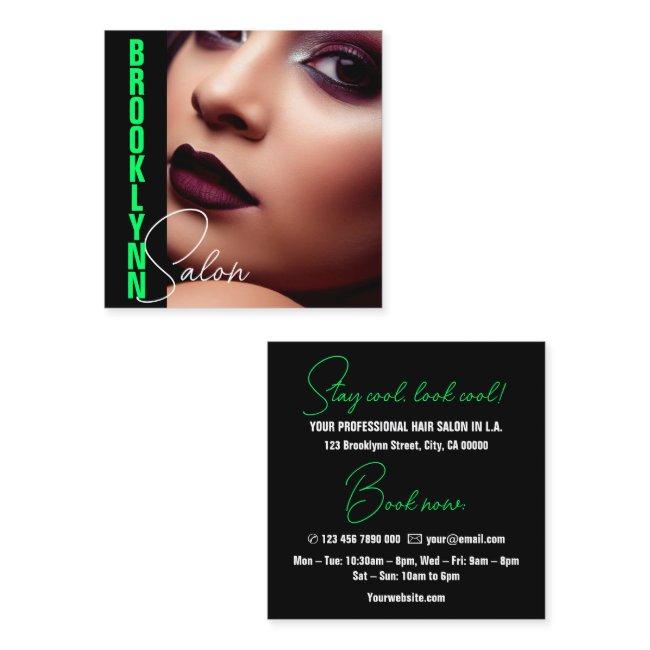 Modern Cool Photo Image Design Neon Green Slogan Square