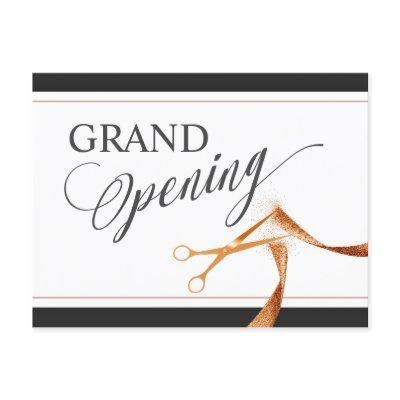 Modern Copper Ribbon Scissors Grand Opening Invitation Postcard