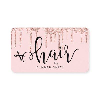 Modern copper rose gold glitter drips hairstylist
