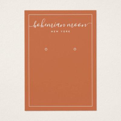 Modern copper white script earring display card