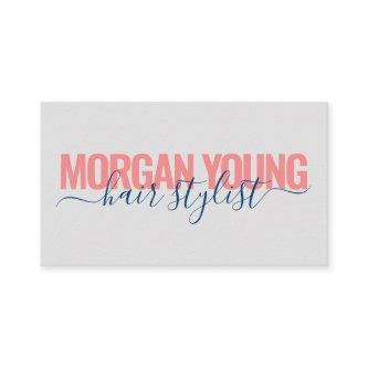 Modern coral blue hair stylist script signature