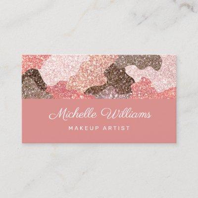 Modern Coral Camouflage Faux Glitter Professional