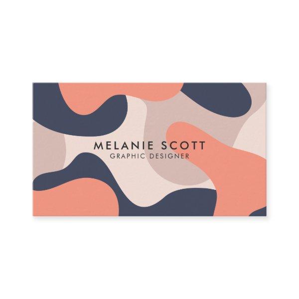 Modern coral navy blue abstract pattern minimalist