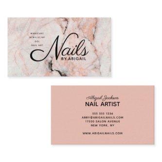 Modern Coral Rose Marble Nails By "Name" Business