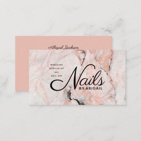 Modern Coral Rose Marble Nails By "Name" Business