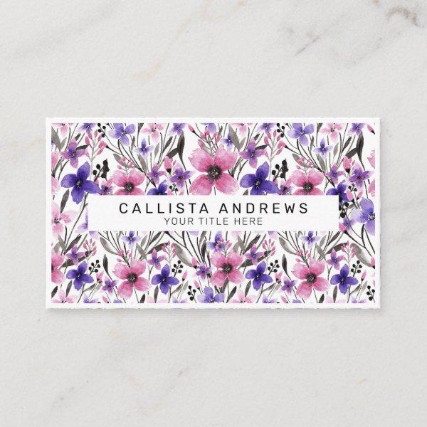 Modern Country Pink Purple Floral Watercolor