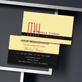 Modern Cream and Black with Monogram Professional