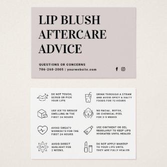 Modern Cream Lip Blush Lip Tattoo Aftercare Card