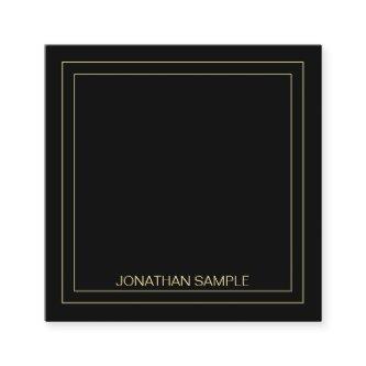Modern Creative Gold Text Name Elegant Black Square