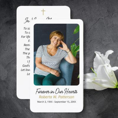 Modern Cross Photo Funeral Memorial Prayer Card