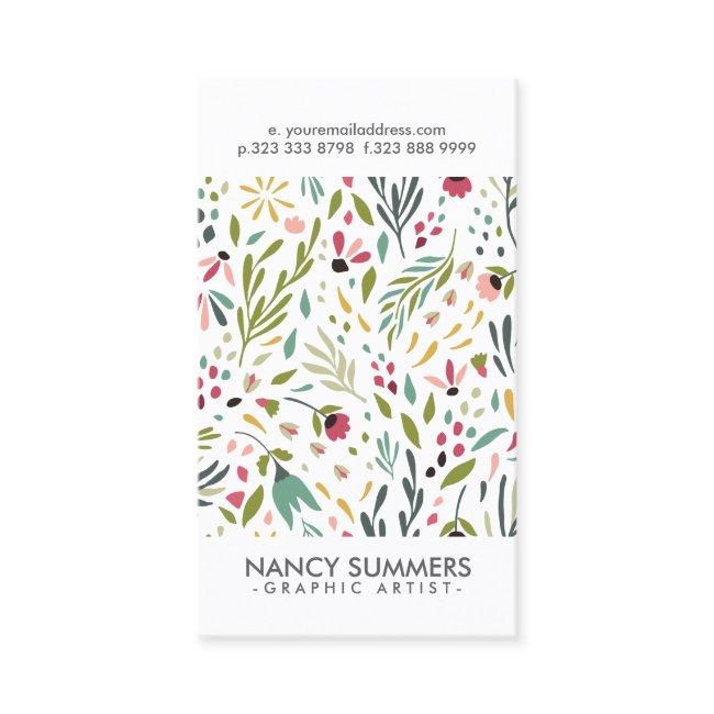Modern Cue Flowers & Leafs Pattern