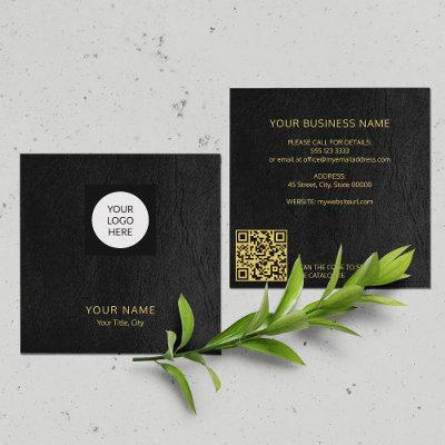 Modern custom logo QR code black gold Square