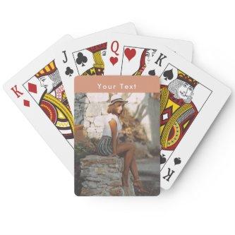 Modern Custom Photo & Text Terracotta   Poker Cards