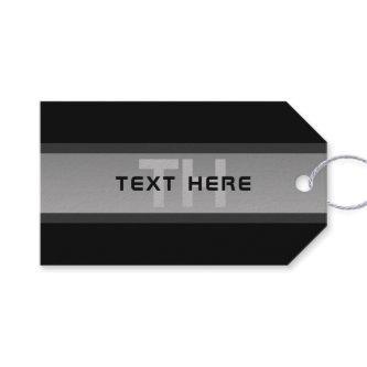 Modern Customizable Layered Text | Black & Grey Gift Tags