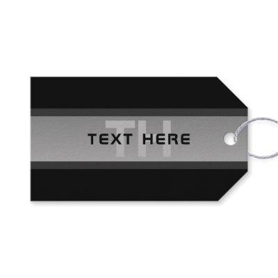 Modern Customizable Layered Text | Black & Grey Gift Tags