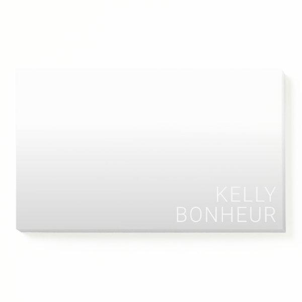 Modern Customizable Name | Grey Gradient Post-it Notes