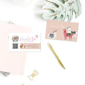Modern Cute Llamas | Photo QR Code