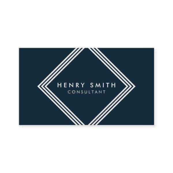 Modern Dark Blue and White Borders Geometric