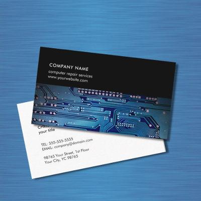 Modern Dark Blue Circuit Board Computer Consultant