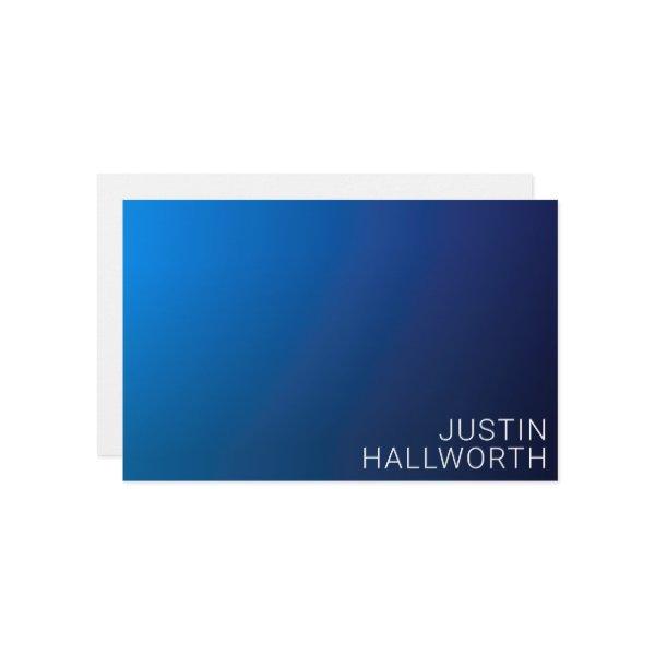 Modern Dark Blue Gradient & Minimal Editable Text Stationery