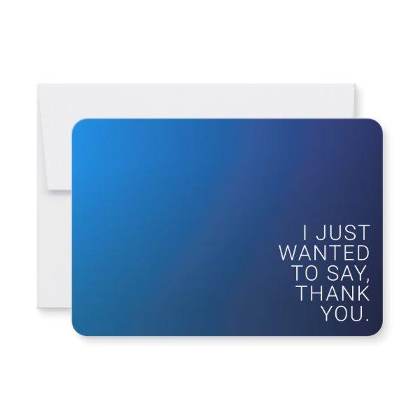 Modern Dark Blue Gradient & Minimal Editable Text Thank You Card