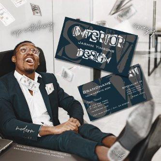 Modern Dark Blue White and Gray Cool with Initials