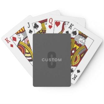 Modern Dark Gray Editable Monogram Design Template Poker Cards