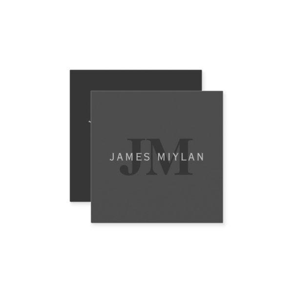 Modern Dark Gray Editable Monogram Design Template Square