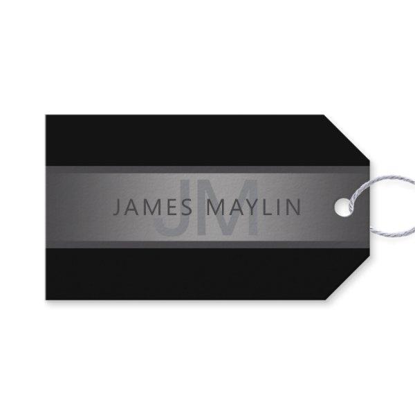 Modern Dark Gray Gradient Name or Business Name  Gift Tags