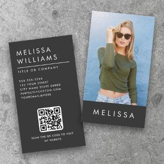 Modern dark gray minimalist custom photo QR code