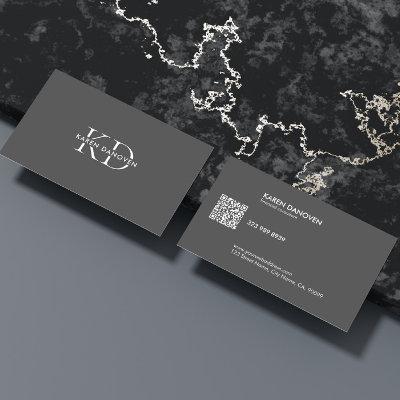 Modern Dark Gray Monogram Professional