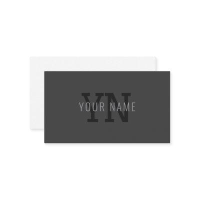 Modern Dark Gray Monogrammed Name (or other text) Enclosure Card