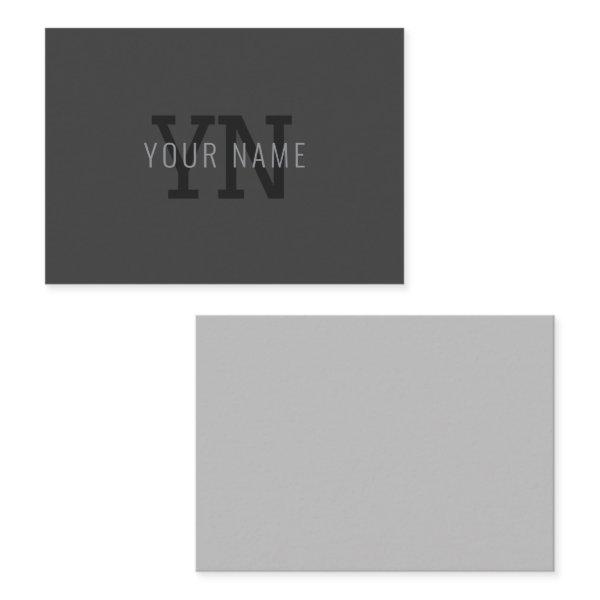 Modern Dark Gray Monogrammed Name (or other text) Note Card