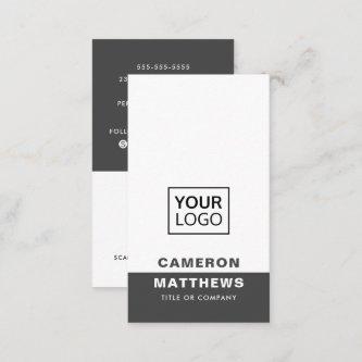 Modern dark gray white add logo social media icons