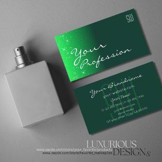 Modern Dark Green Chic Glitter Stars with Initials