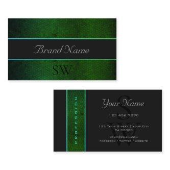 Modern Dark Green Pattern Gray Black Monogram