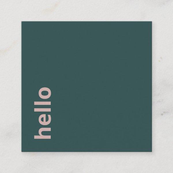 Modern dark green pink minimal hello typography square