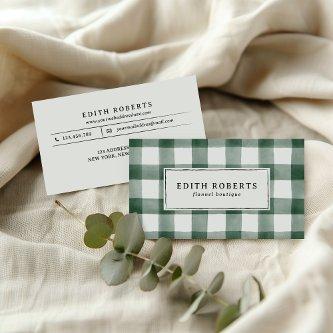 Modern Dark Green Watercolor Buffalo Plaid Rustic