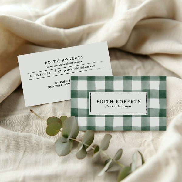 Modern Dark Green Watercolor Buffalo Plaid Rustic