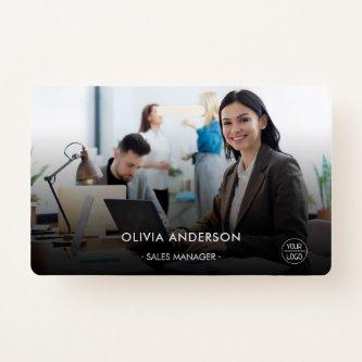 Modern Dark Large Photo Employee ID Badge