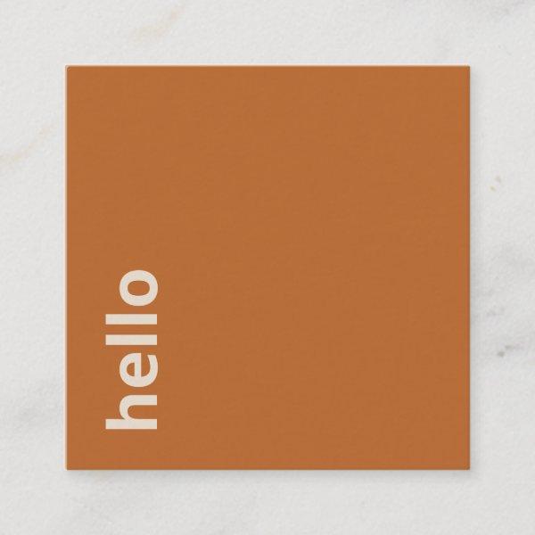Modern dark orange beige minimal hello typography square