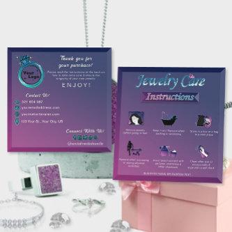 Modern Dark Pink Blue Gradient Jewelry Care Guide Enclosure Card