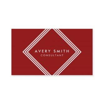 Modern Dark Red and White Borders Geometric