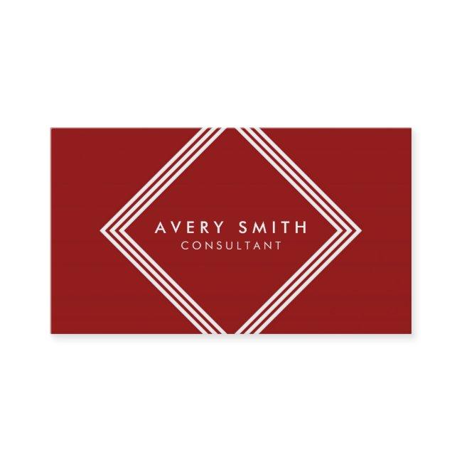 Modern Dark Red and White Borders Geometric