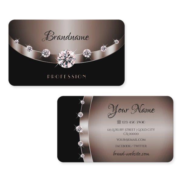 Modern Dark Rose Golden Luminous Faux Rhinestones