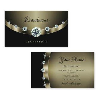 Modern Dark Silver Black with Luminous Rhinestones