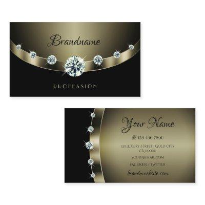 Modern Dark Silver Black with Luminous Rhinestones