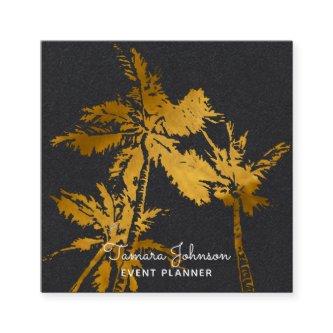 Modern Dark Tropical Gold Palm Trees Professional Square